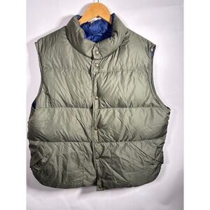 LL Bean Outdoors Mens Insulated Puffer Vest Olive Green Blue L